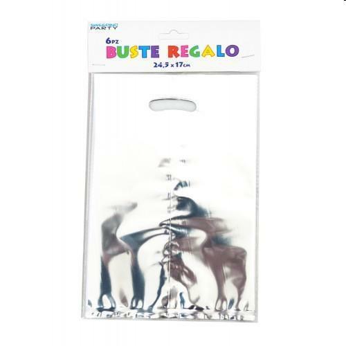 BUSTA REGALO 25X17 ARGENTO CF.6PZ