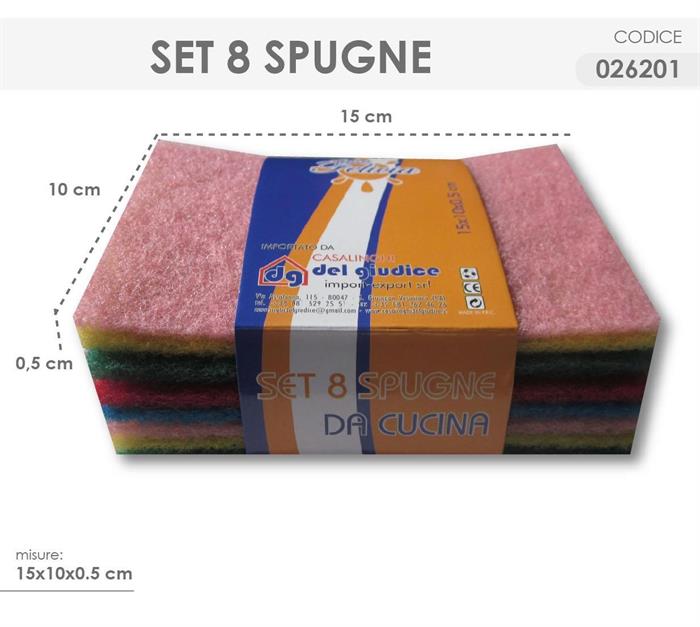 SPUGNA CUCINA SET 8 15X10X0.5 DEL GIUDICE