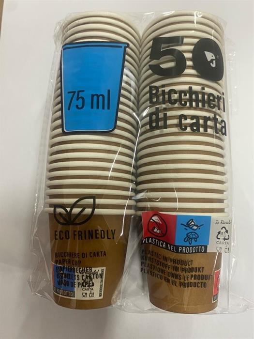 BICCHIERE CARTA CAFFE' 75ML CF.50PZ