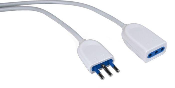 Prolunga  Spina/Presa 10A Cavo 3mt  3X1mm Bianco - Cav.