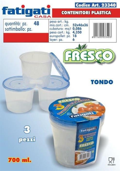 CONTENITORI FRIGO SET 3PZ 700ML TONDO