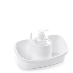 PORTASPUGNA C/DISPENSER DI SAPONE BIANCO PLASTIC FORTE