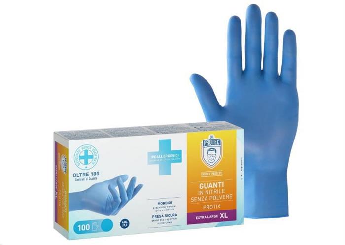 GUANTI NITRILE SENZA POLVERE 100PZ BLU MIS.XL DR.PROTEC