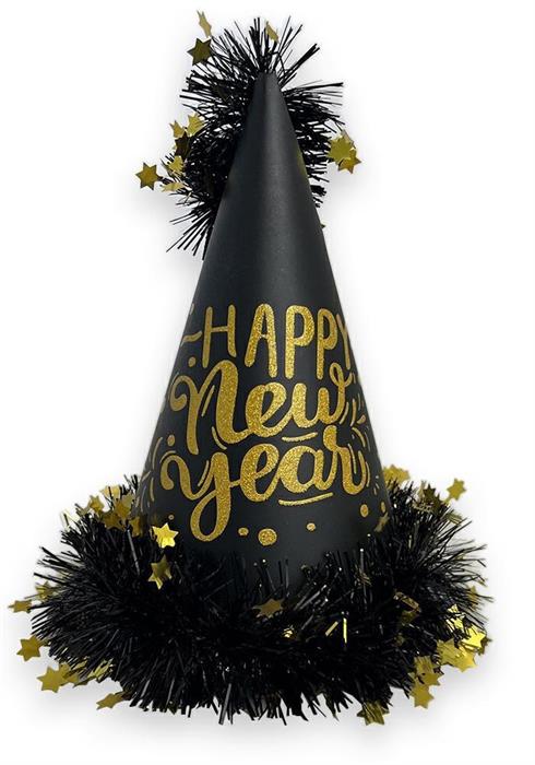 H.N.Y.CAPPELLO CONO CON GLITTER HAPPY NEW YEAR