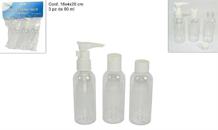 BOTTIGLIE 80ML PVC DA VIAGGIO SET 3PZ DA 80ML