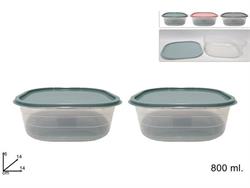 CONTENITORI TRASPARENTE QUADRATO 800ML.2PZ.