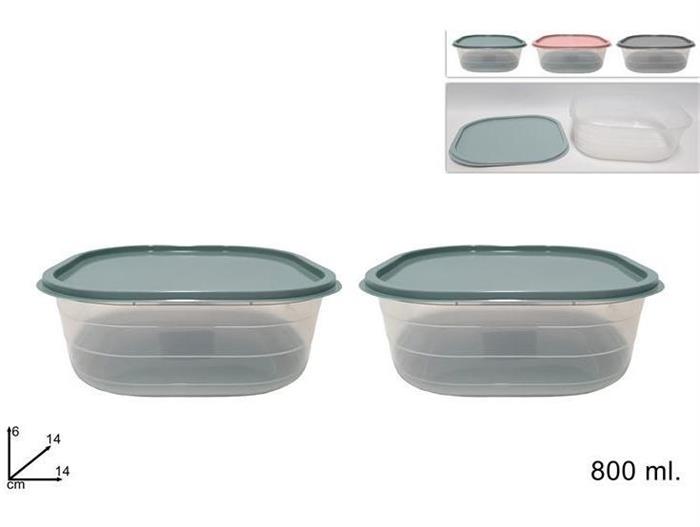 CONTENITORI TRASPARENTE QUADRATO 800ML.2PZ.