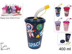 BICCHIERE  400ML CON CANNUCCIA IN DIPLAY