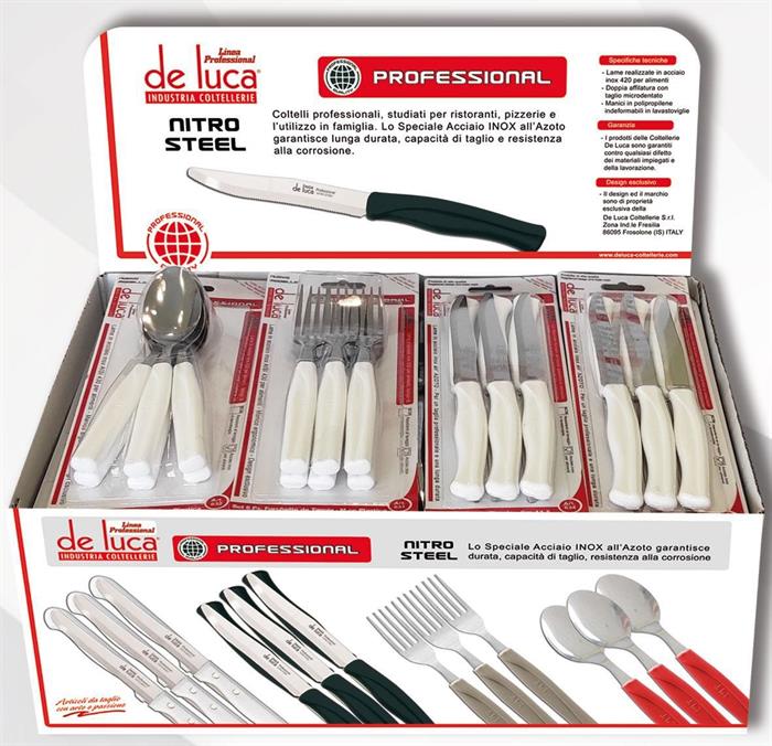 DISPAY BOX 29PZ ASSORTITO 12 FORC.12 CORTELLI 5 CUCCHIAI BIANC.