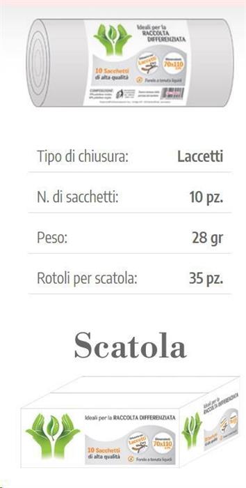 SACCHETTI NU 70X110 BIANCHI DIFFERENZIATA 10PZ.