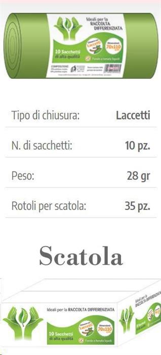 SACCHETTI NU 70X110 VERDI DIFFERENZIATA 10PZ.