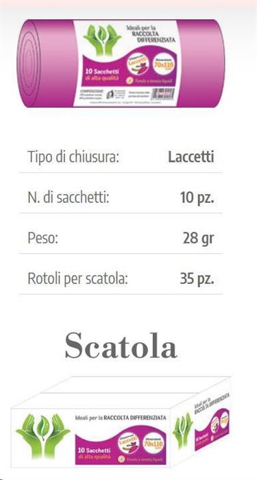 SACCHETTI NU 70X110 VIOLA DIFFERENZIATA 10PZ.