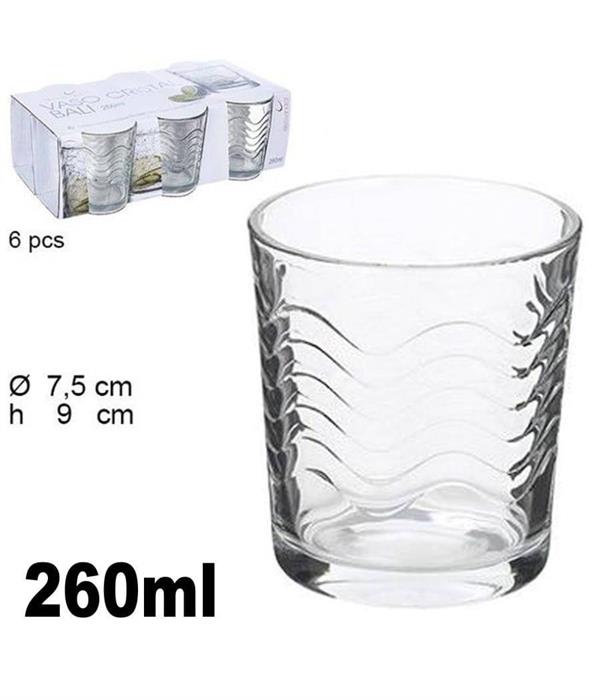 BICCHIERI 6PZ VETRO 260ML GIOIA