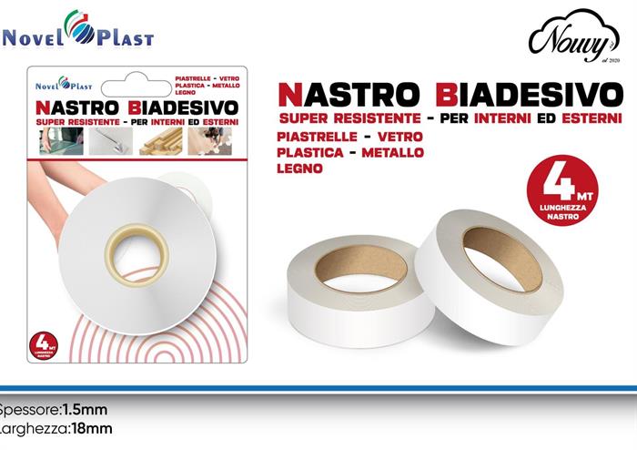 NASTRO BIADESIVO PER INTERNI ED ESTERNI 4 MT.