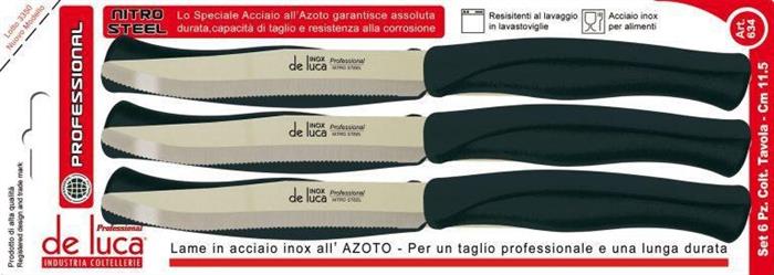 COLTELLI SEGHETTATI BL.6PZ LAMA INOX nero